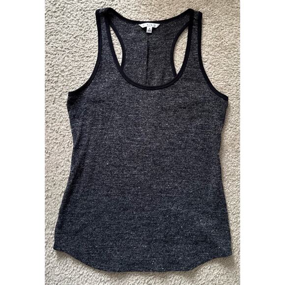 CAbi Racer "Glee" Back Tank Marled Heathered Knit Sweater Black W/ Gray Small - Picture 1 of 5